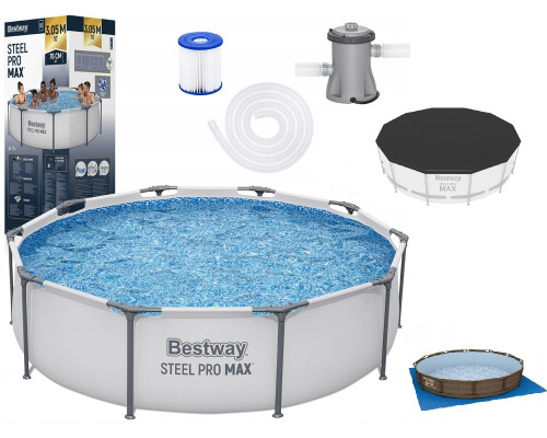 Каркасний басейн Bestway 56408 305x76см + накриття та килимок МОДЕЛЬ СЕЗОНУ 2026