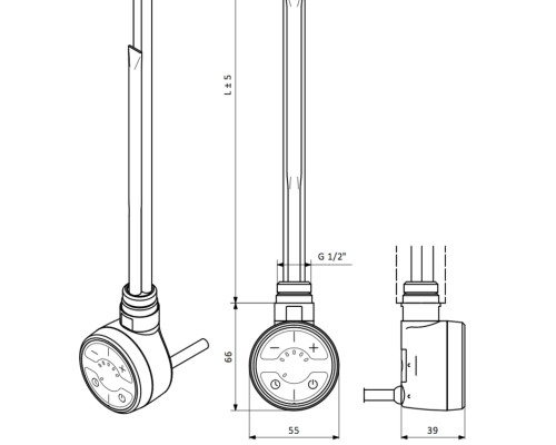Terma MOA 800W тен для рушникосушки, чорний