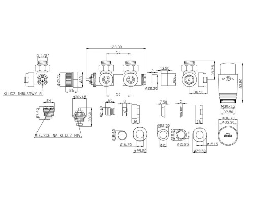 Термостатичний комплект Invena DUOPLEX, білий, CZ-89-015