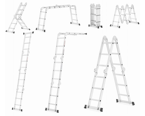 Багатофункціональна шарнірна алюмінієва драбина 4x3 HIGHER ML-103, без платформи