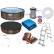 Каркасний басейн Bestway 56709 Rattan 366x100см + накриття та килимок, садовий гамак МОДЕЛЬ СЕЗОНУ 2026