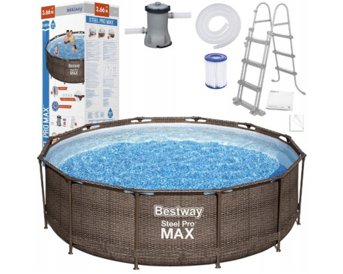 Каркасний басейн Bestway 56709 Rattan 366x100см насос драбина + накриття МОДЕЛЬ СЕЗОНУ 2026
