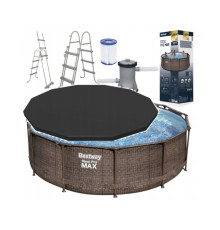 Каркасний басейн Bestway 56709 Rattan 366x100см насос драбина + накриття МОДЕЛЬ СЕЗОНУ 2026