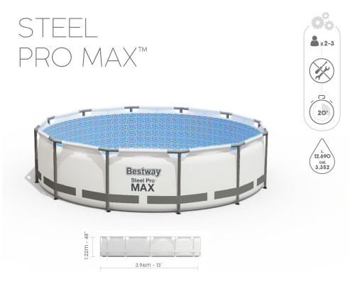 Каркасний басейн Bestway 5612X Steel Pro Max 427х122 см  з насосом та драбинкою+ накриття МОДЕЛЬ СЕЗОНУ 2026