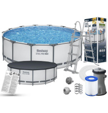 Каркасний басейн Bestway 5612X Steel Pro Max 427х122 см  з насосом та драбинкою+ накриття МОДЕЛЬ СЕЗОНУ 2026