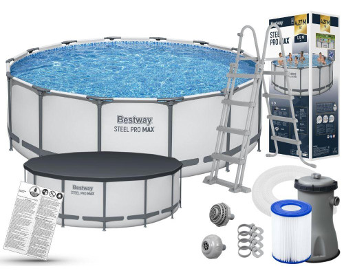 Каркасний басейн Bestway 5612X Steel Pro Max 427х122 см  з насосом та драбинкою+ накриття МОДЕЛЬ СЕЗОНУ 2026