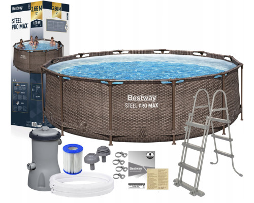 Каркасний басейн Bestway 56709 Rattan 366x100см + накриття та килимок МОДЕЛЬ СЕЗОНУ 2026
