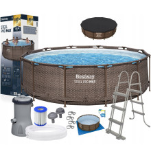 Каркасний басейн Bestway 56709 Rattan 366x100см + накриття та килимок МОДЕЛЬ СЕЗОНУ 2026