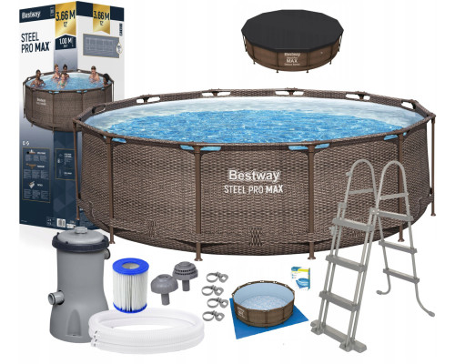 Каркасний басейн Bestway 56709 Rattan 366x100см + накриття та килимок МОДЕЛЬ СЕЗОНУ 2026