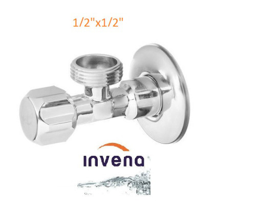 Кран кутовий Invena 1/2x1/2 з розеттою (ZW-52-015)