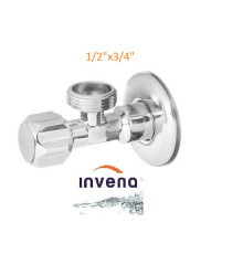 Кран кутовий Invena 1/2x3/4 з розеттою