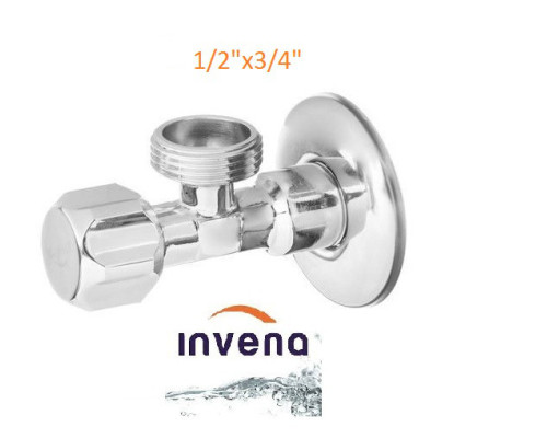Кран кутовий Invena 1/2x3/4 з розеттою
