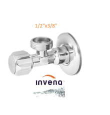 Кран кутовий Invena 1/2x3/8 з розеттою