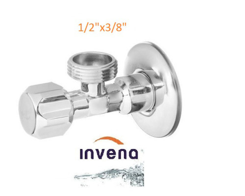 Кран кутовий Invena 1/2x3/8 з розеттою